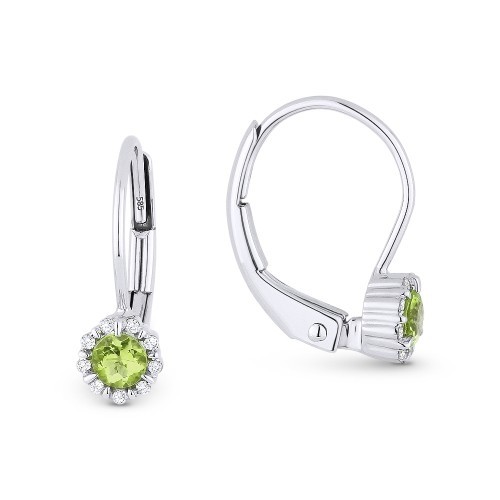 White gold hoop earrings set with peridot.