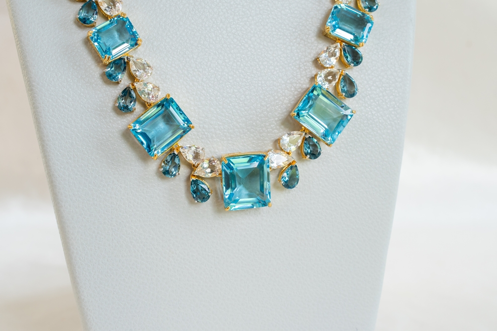 fancy aquamarine and diamond necklace