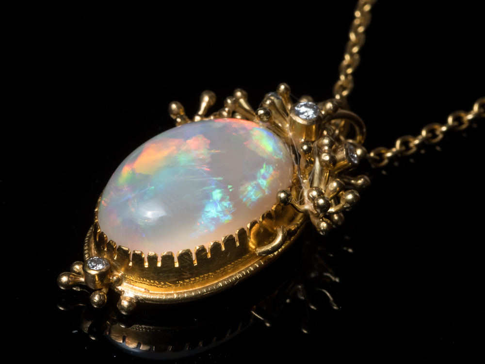 multicolored opal cabochon pendant