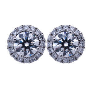 diamond halo stud earrings