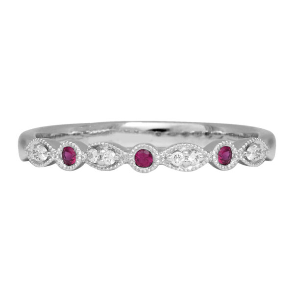 New 0.18 Carats Ruby & Diamond Band