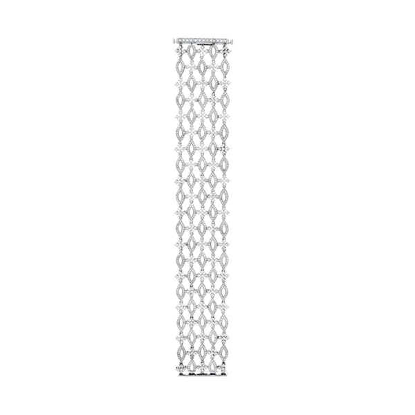 white gold open link bracelet with alternating marquise and crosses, set with diamonds