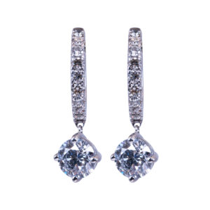 diamond drop earrings in white gold