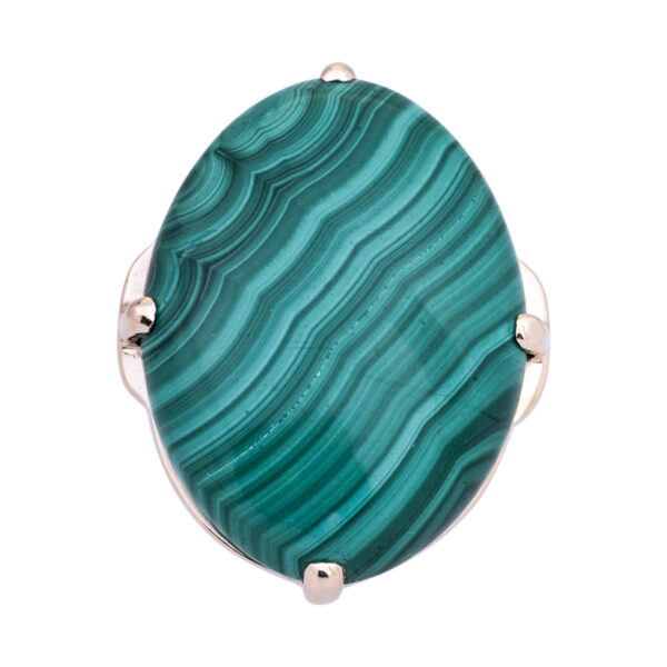 large oval malachite ring in yellow gold