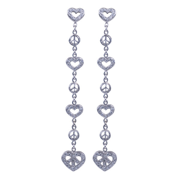 white gold heart dangle earrings