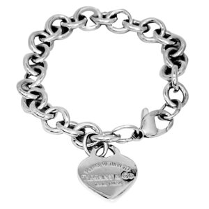 silver tiffany bracelet with heart tag