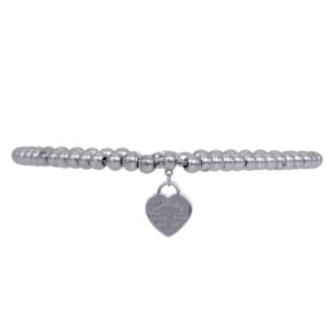 silver beaded bracelet with Tiffany heart tag