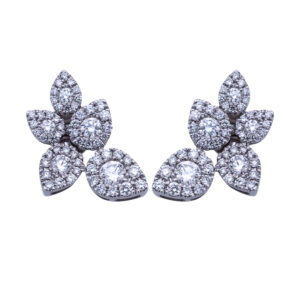 pear shaped cluster diamond halo earrings