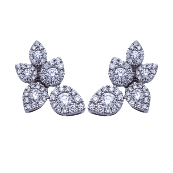 pear shaped cluster diamond halo earrings