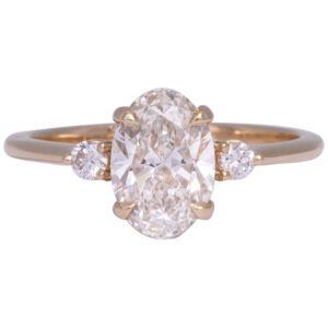 yellow gold 3-stone oval diamond ring