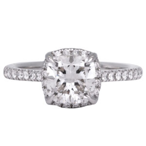 white gold cushion diamond halo engagement