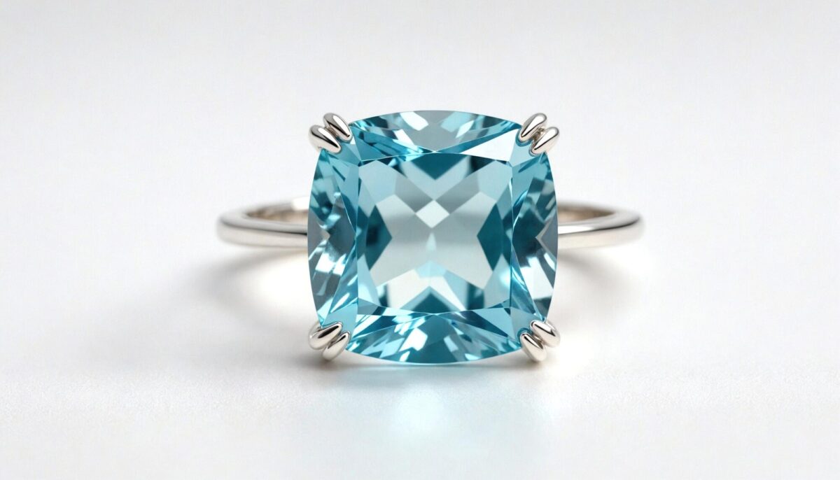 white gold aquamarine ring